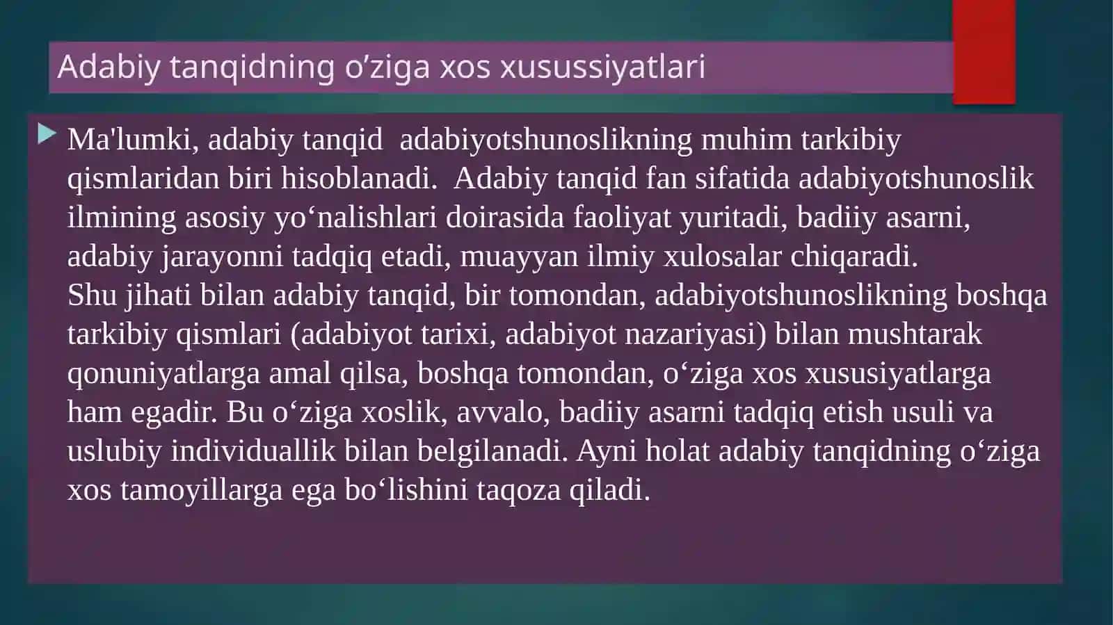 Adabiy Tanqidning O‘ziga Xos xususiyatlari 3