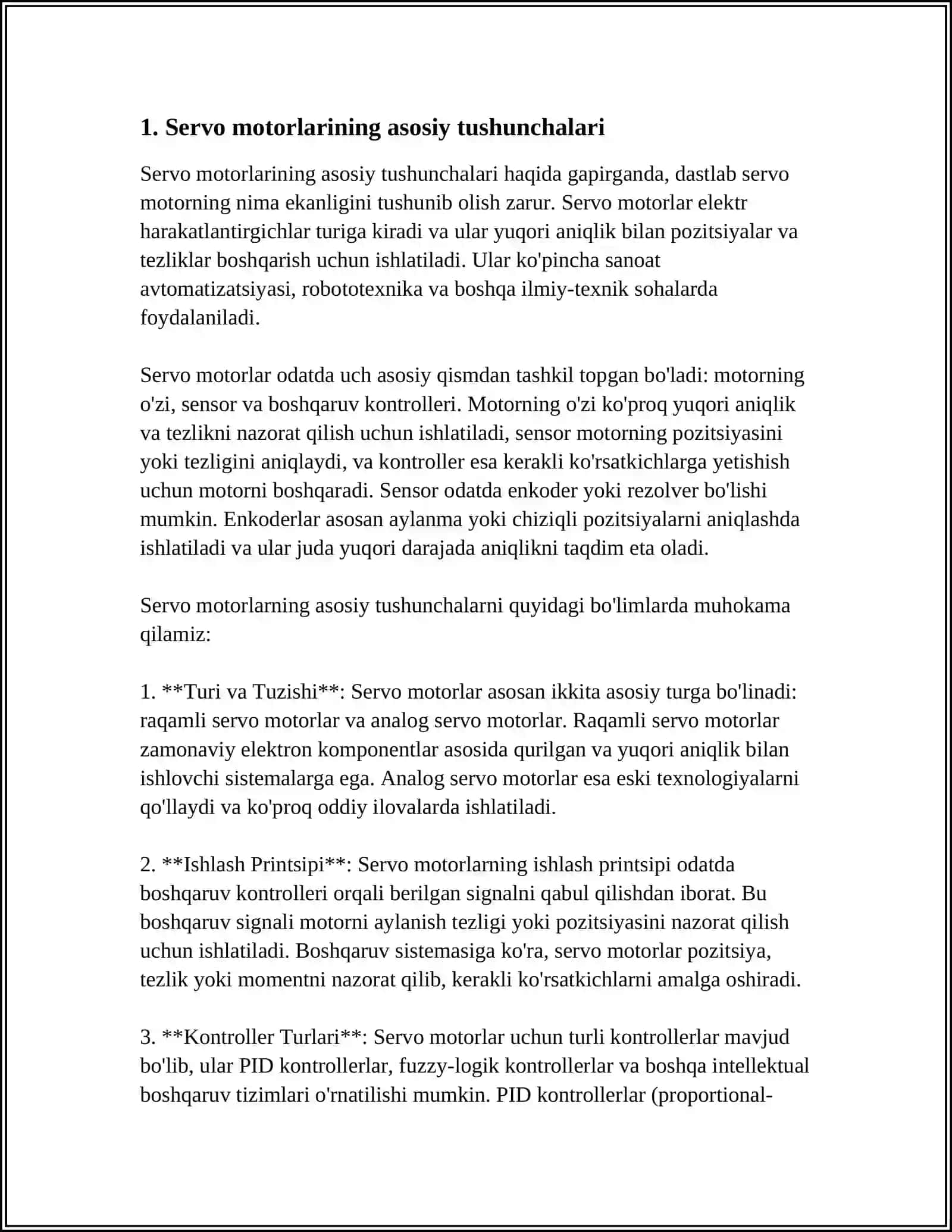 SERVO MOTORLAR NAZARIYASI 3