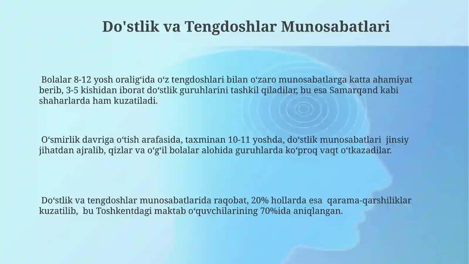 Do'stlik va Tengdoshlar Munosabatlari 3
