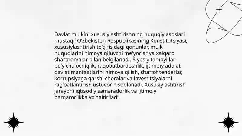 Davlat mulkini xususiylashtirish va boshqarish siyosati 3