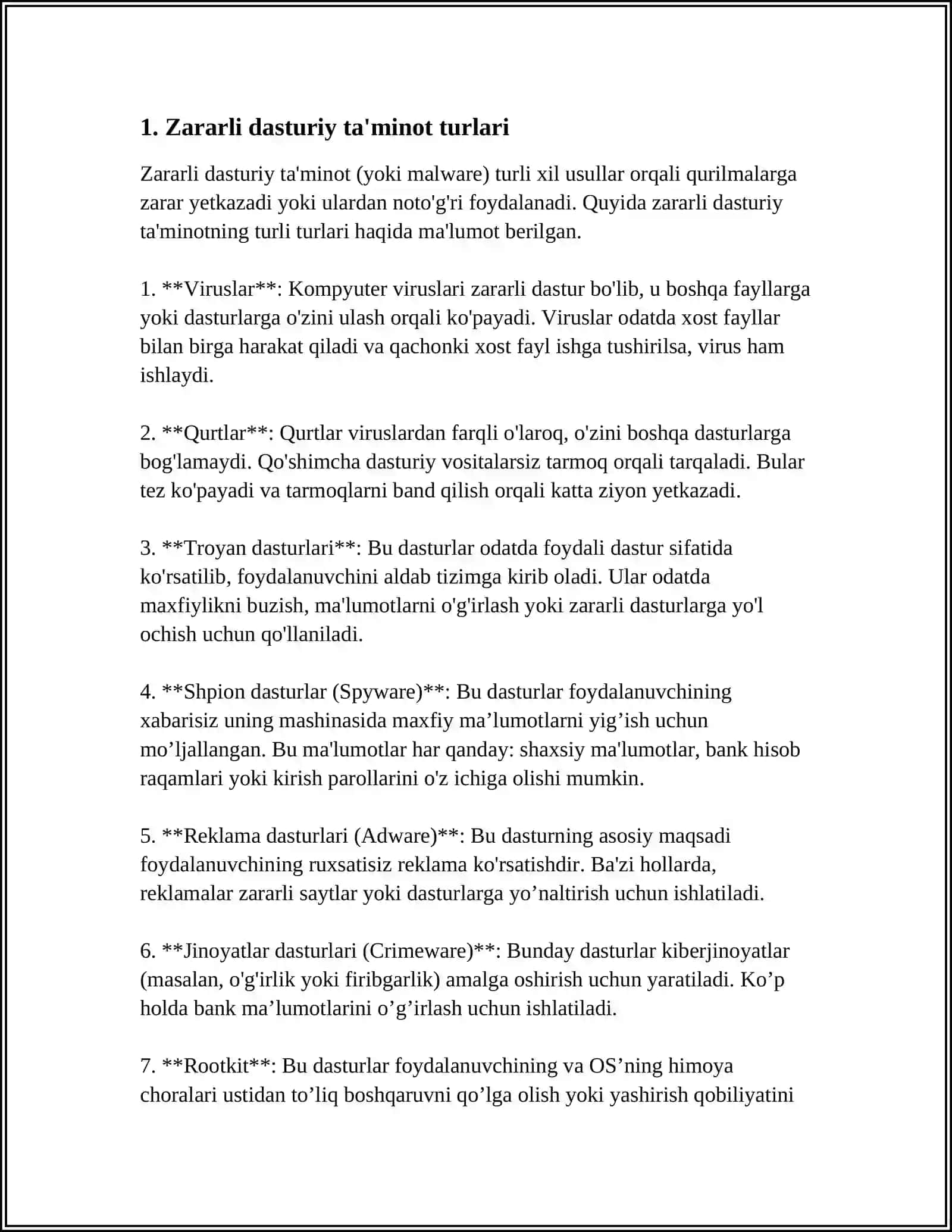 ZARARLI DASTURIY VOSITALARNI KLASSIFIKATSIYA VA XIMOYA USULLARI 3