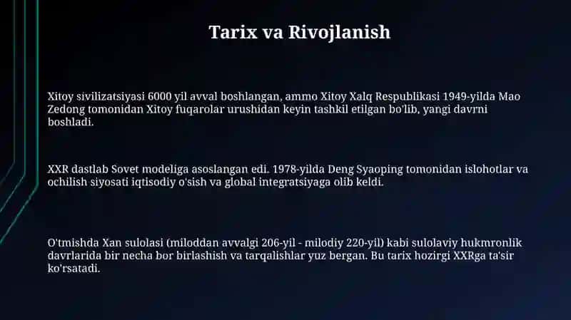 Xitoy Xalq Respublikasi: Tarix va Rivojlanish 3