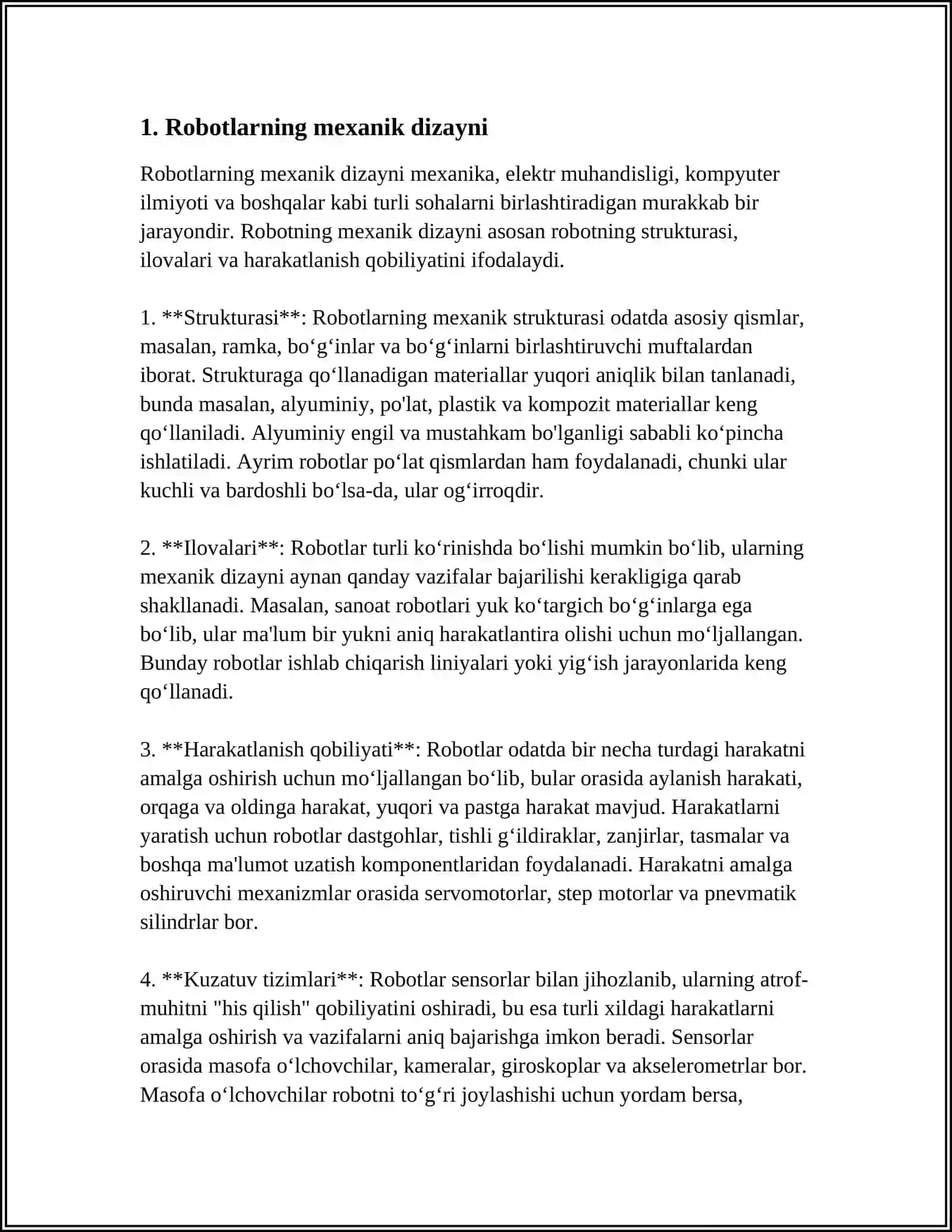 ROBOTARNI LOYIHALASHNING O'ZIGA XOSLIGI VA METODLARI 3
