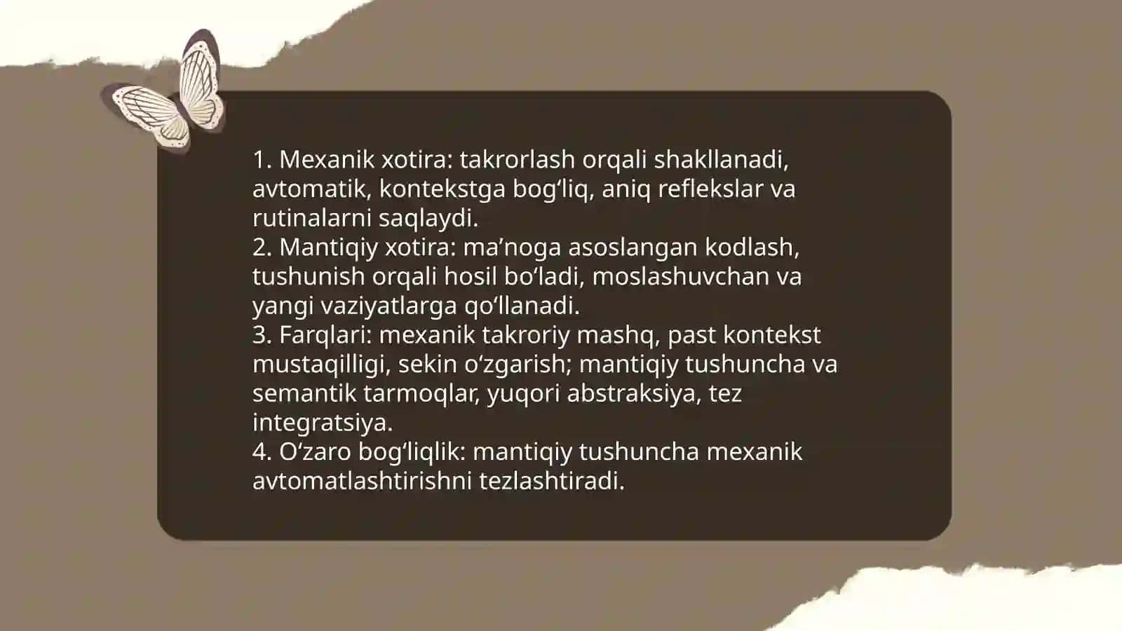 Mexanik va mantiqiy xotira bogʻliqligini oʻrganish 3