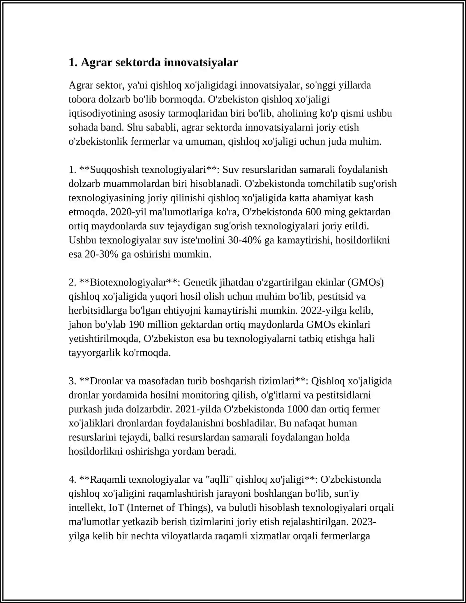 AGRAR SOHANING OʻZBEKISTON RESPUBLIKASINING YAIMDAGI ULUSHI 3