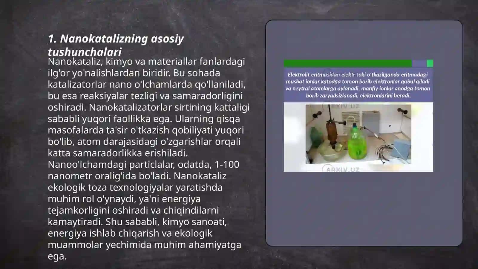 Nanokataliz. Nanokataliz va uning amaliy ahamiyati 3