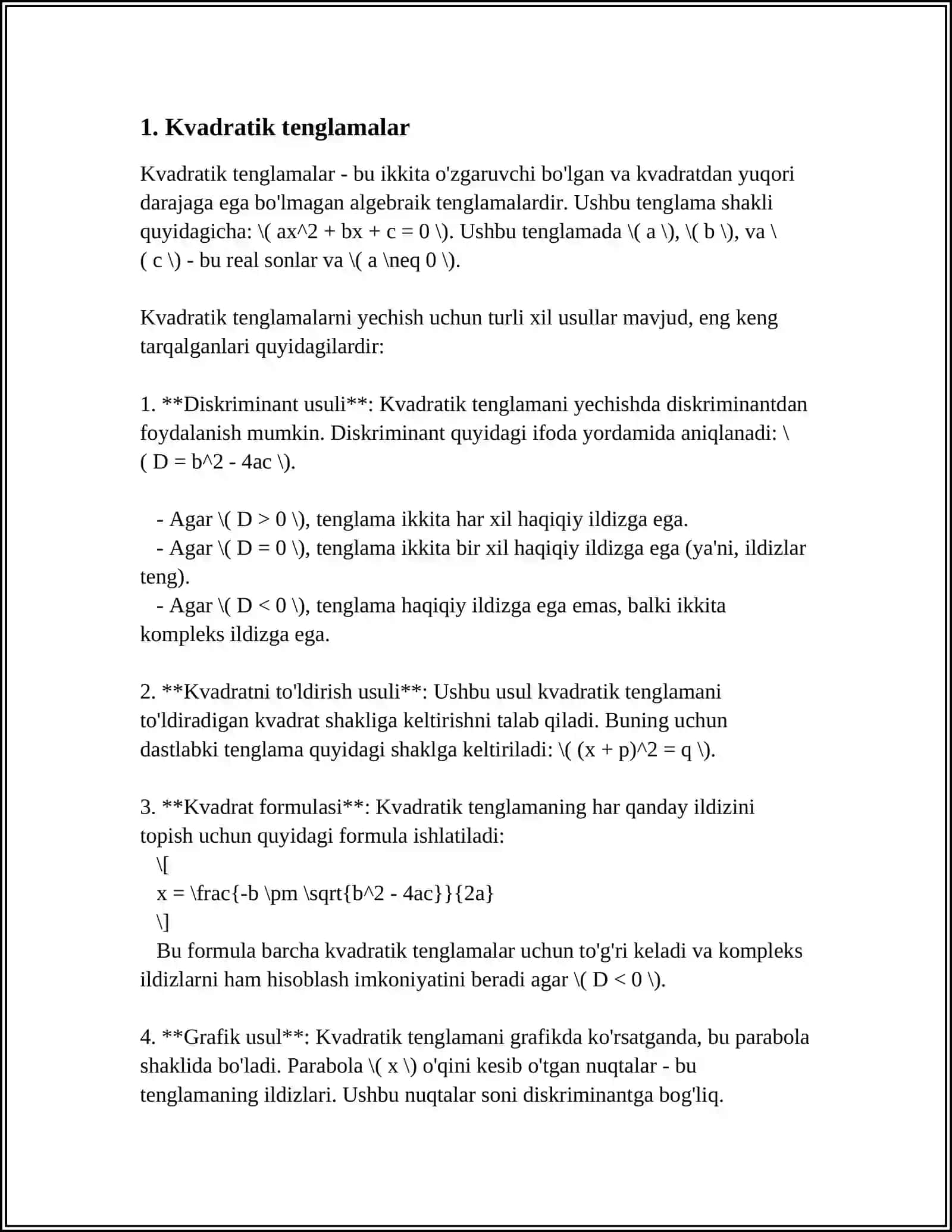 KVADRIKANING MARKAZI VA TA'SNIFI 3
