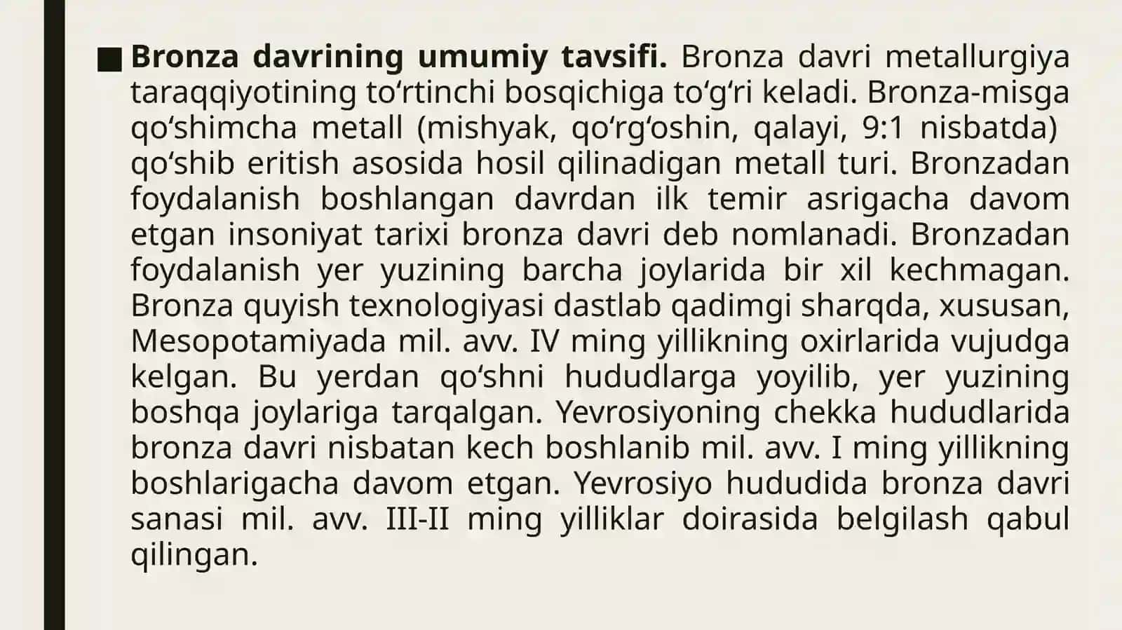 Bronza davri va uning o’rganilishi 3