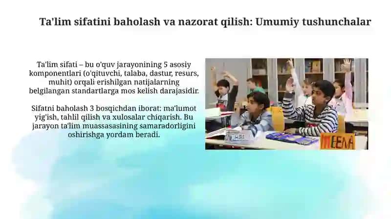 Ta'lim sifatini baholash va nazorat qilish 3