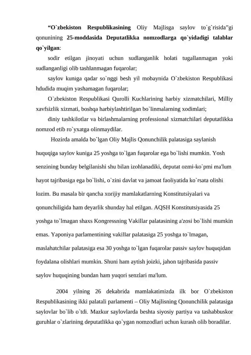 Oliy Majlis Qonunchilik Palatasi va Senatining Huquqiy Maqomi va Ichki Tuzilishi 3