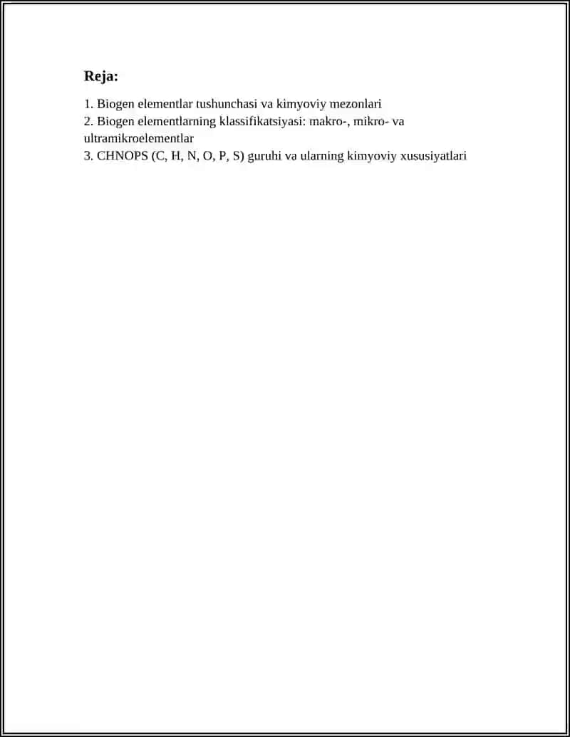 BIOGEN ELEMENTLAR KIMYO SI KLASIKATSIASI 3