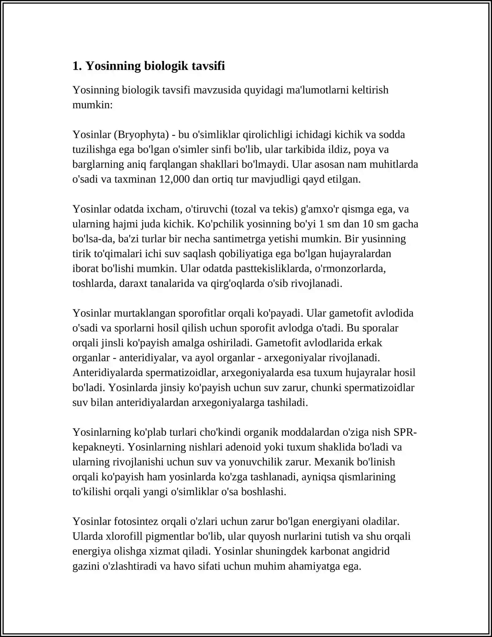 Yosinlar biologik tavsifi 3