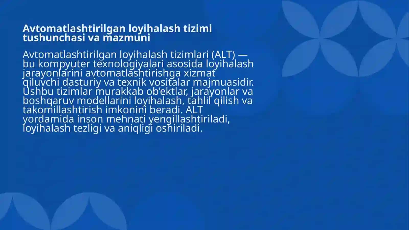 Automatlashtirilgan loyihalash tizimlari 3