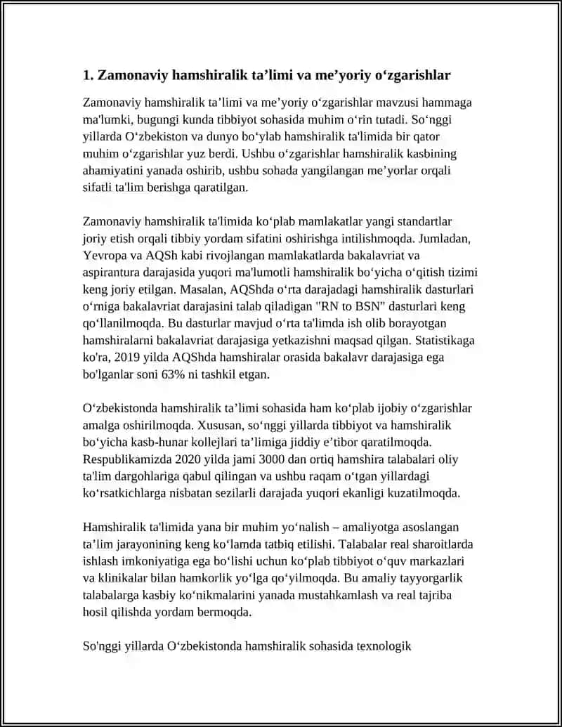 Zamonaviy hamshiralik ta’limi va me’yoriy o‘zgarishlar 3
