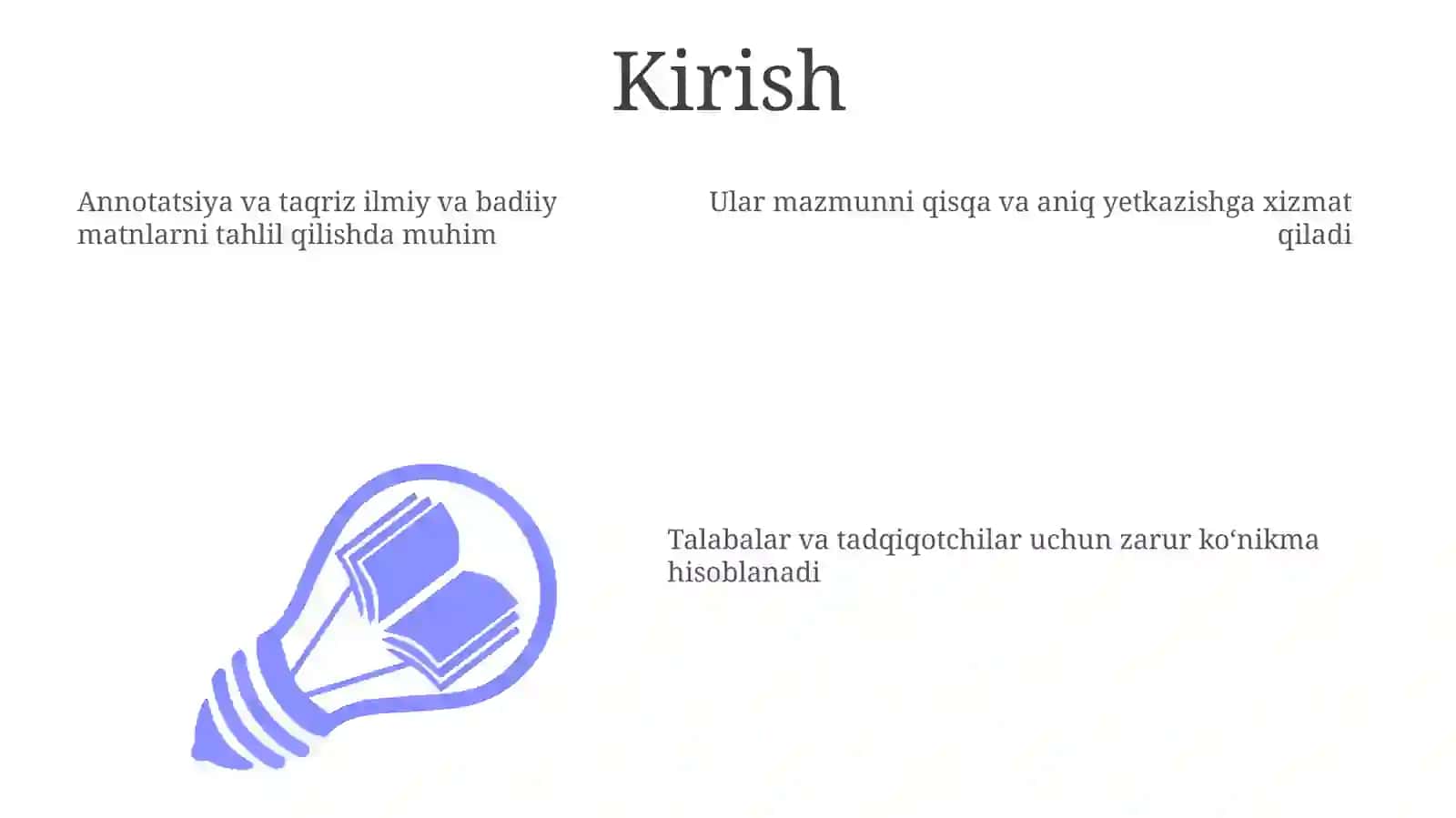Annotatsiya va taqriz matnlari, ularda ifoda materialining xususiyatlari 3