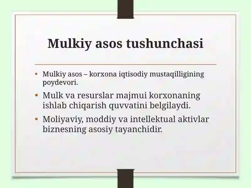 Biznes faoliyatining mulkiyasoslari 3