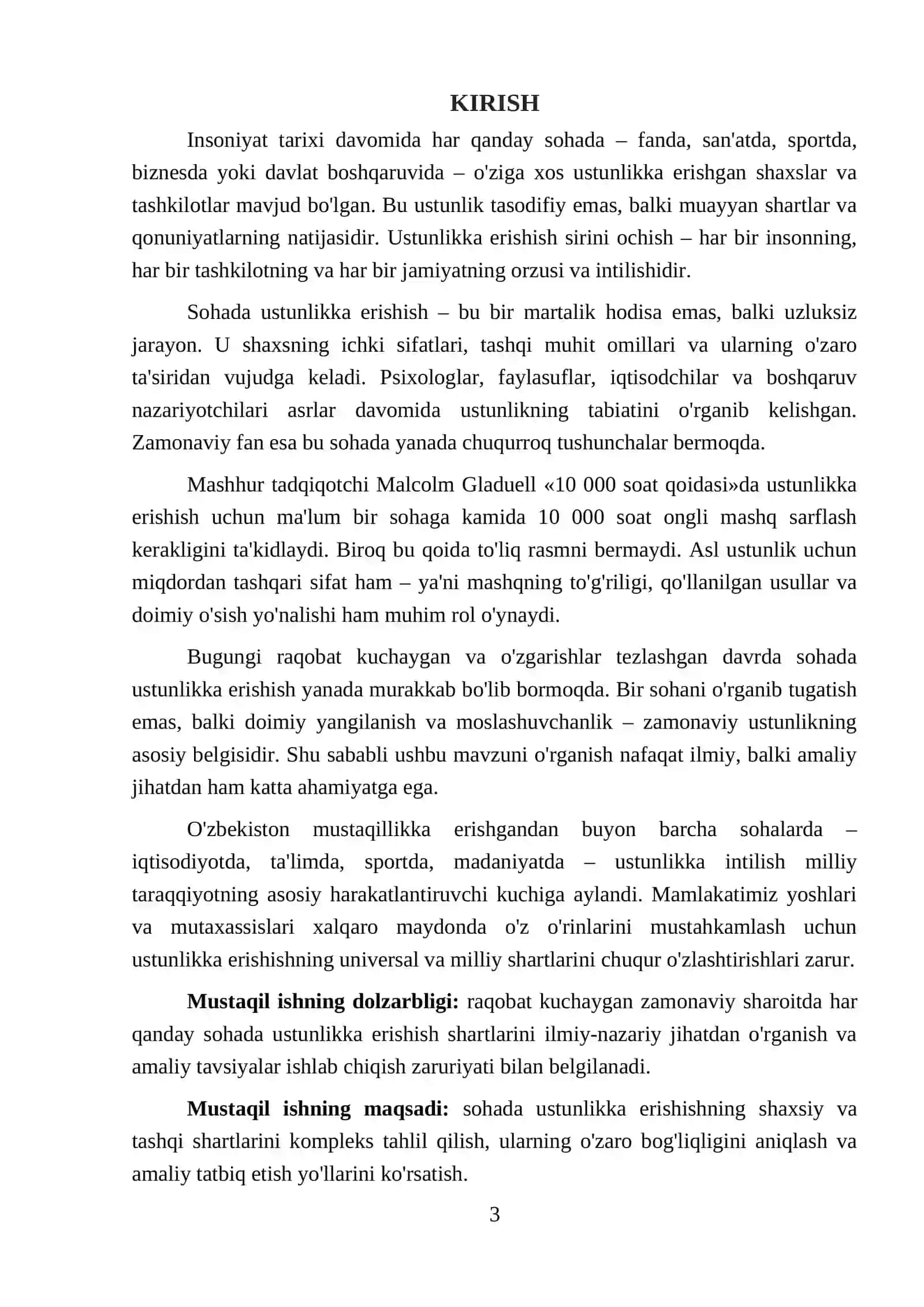 Sohada  ustinlikka erishish 3