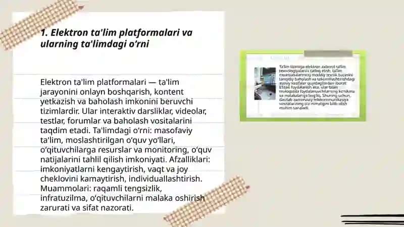 Elektron ta'lim platformalari va ularning ta'limdagi oʻrni 3