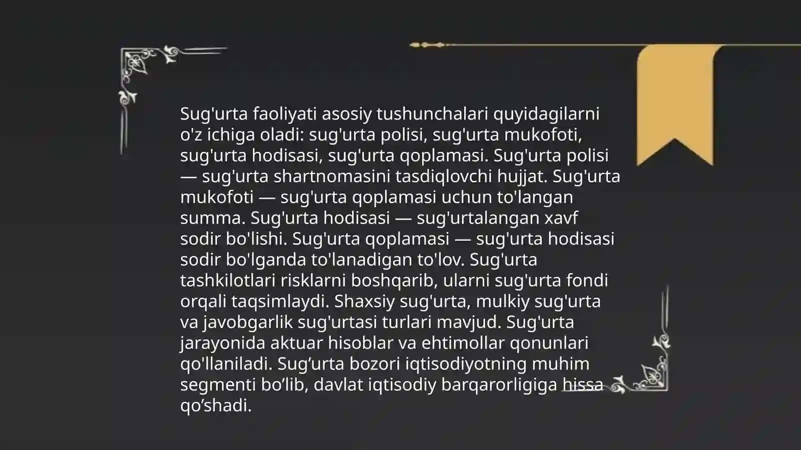 Sug’urta faoliyatini xusisiyatlari 3