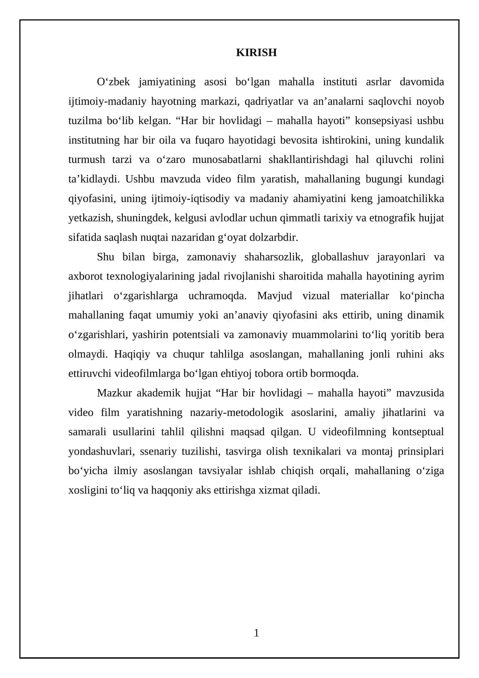 Har bir hovlidagi – mahalla hayoti 3