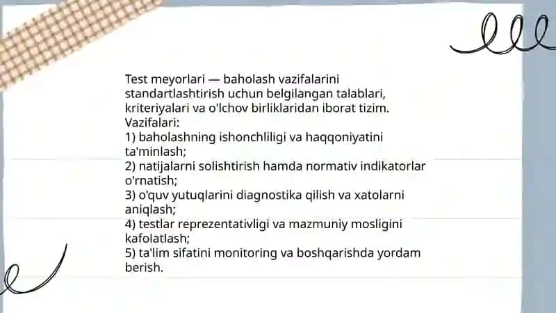Test meyorlari va ularning reprezentativligi 3