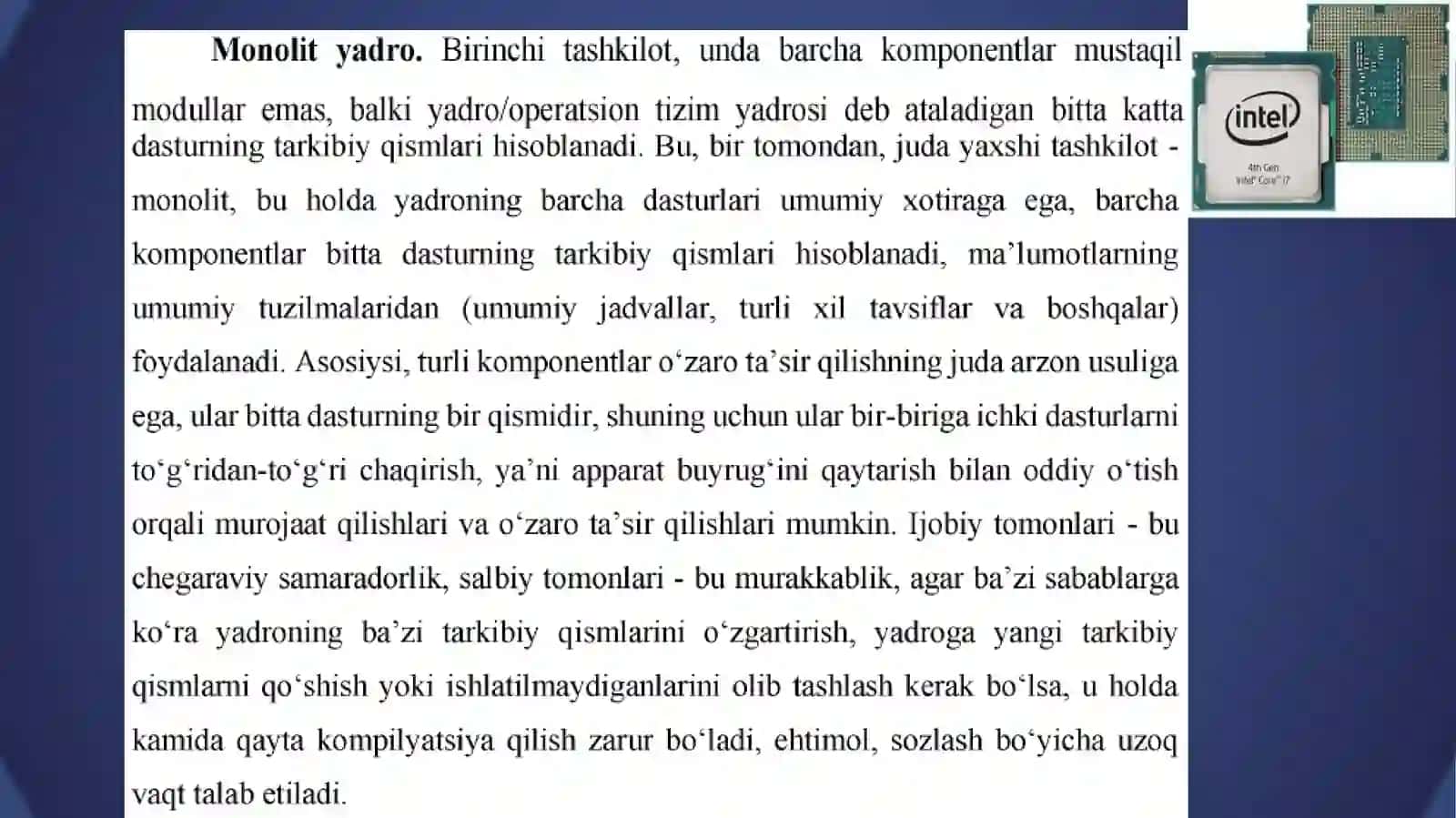OPERATSION JARAYONLARNING ARXITEKTURAVIYXUSUSIYATLARI VA TASNIFI 3