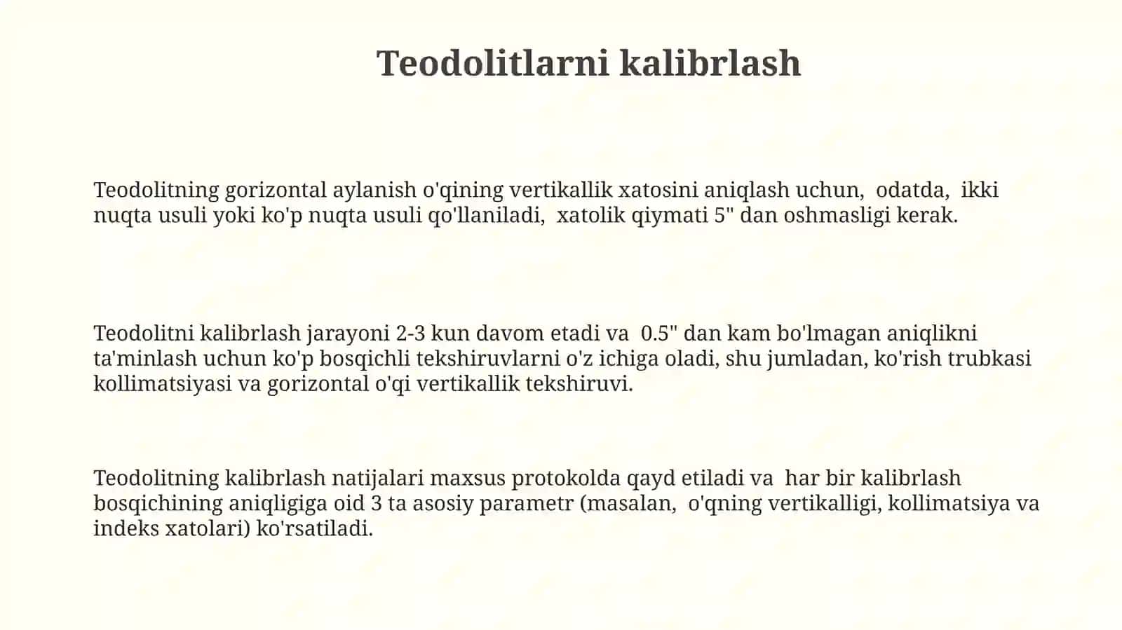 Teodolitlarni bellash 3