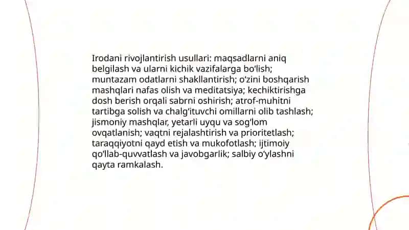 Irodani kuchaytirish usullari 3