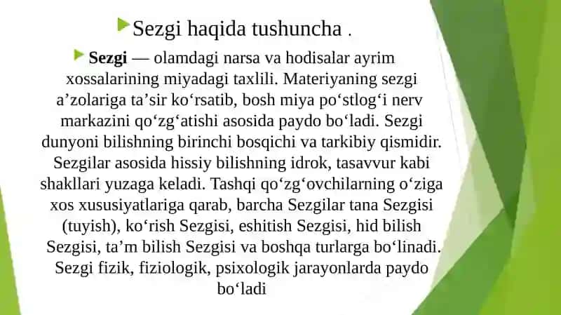 Sezgining retseptor va reflektornazariyasi 3