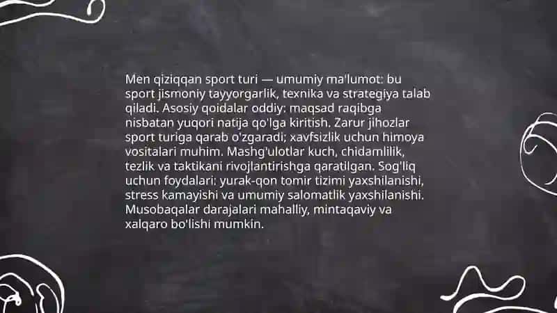 Men qiziqqan sport turi boʻyicha 3
