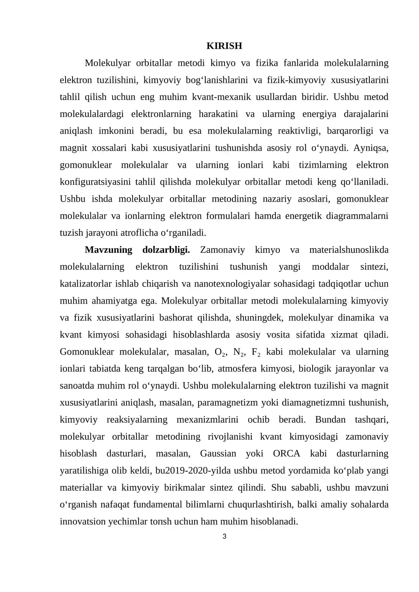 Molekulyar orbitallar metodi. Gomonuklear molekulalar va ionlarning elektron formulalari va energetik diagrammalarni tuzish 3