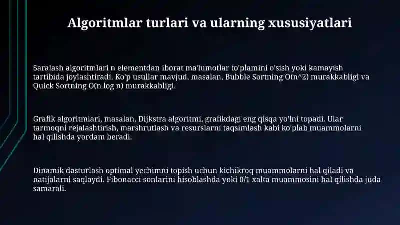 Algoritm turlari va ularning xossalari 3