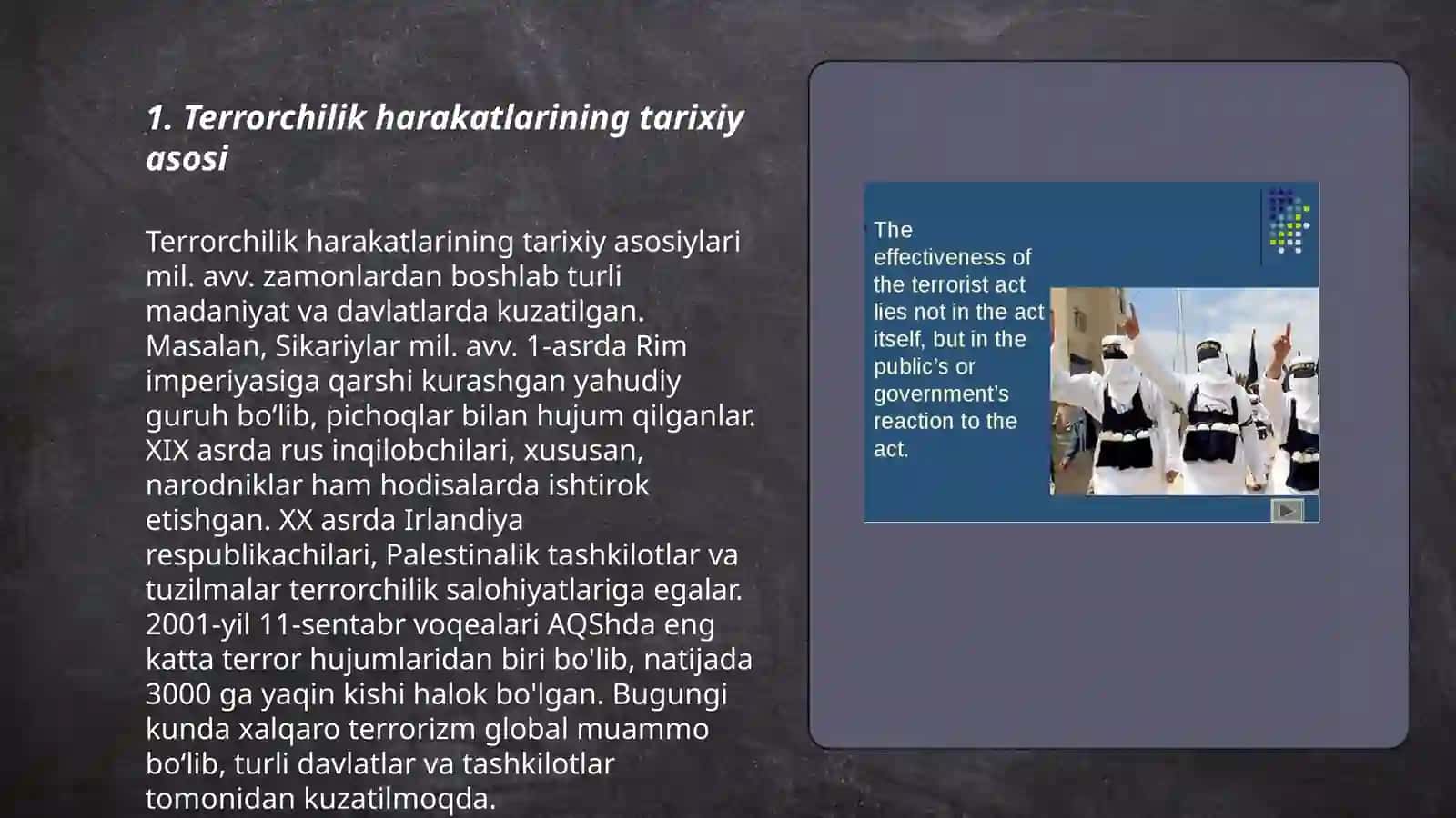 Terrorchilik harakatlarining vujudga kelishi sabablari va tarixi 3