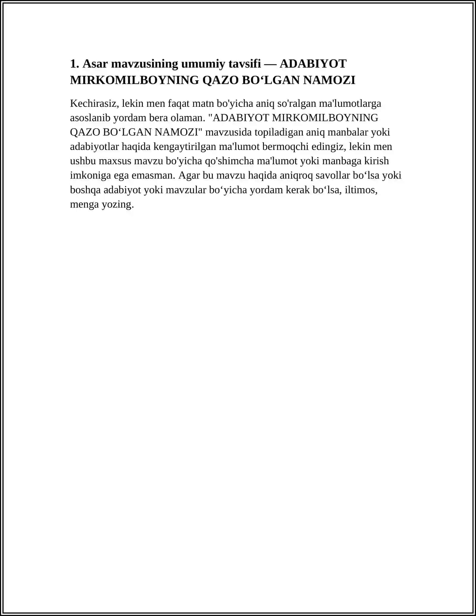 MIRKOMILBOYNING QAZO BOʻLGAN NAMOZI 3