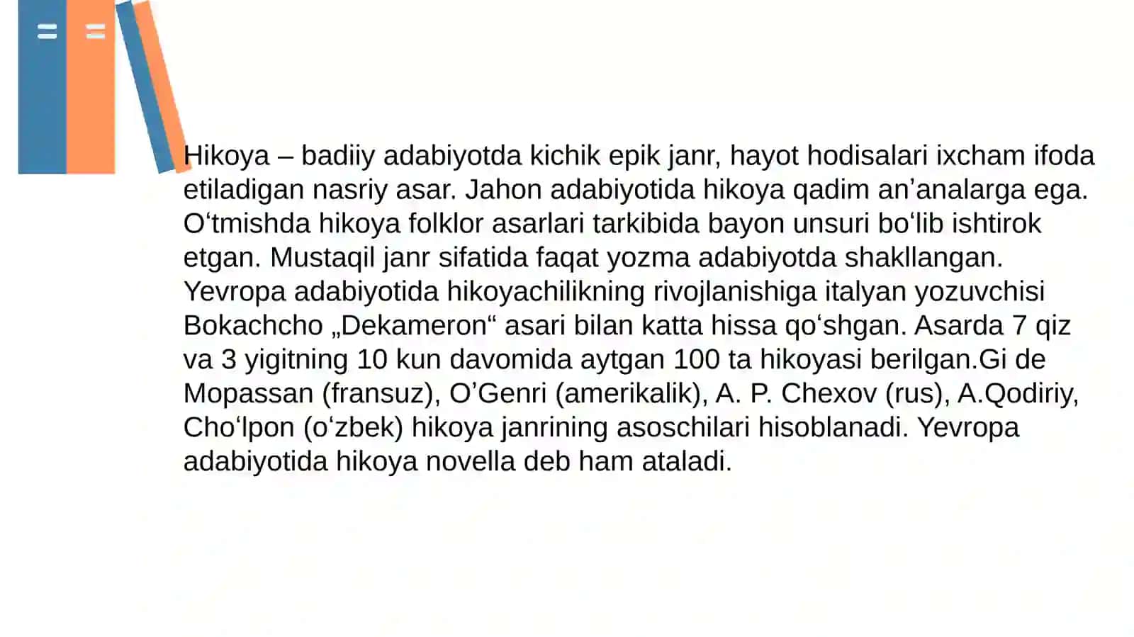 Hikoya janridagi asarlarni o'rganish metodikasi 3