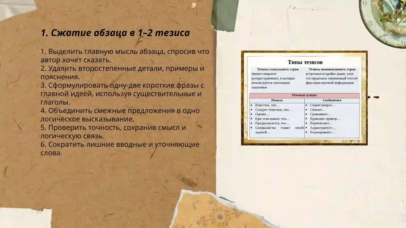 Упражнения в виде тезисов 3