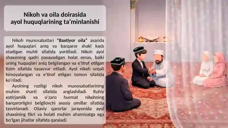 Shayx Muhammad Sodiq Muhammad Yusufning "Baxtiyor oila" asarida oilaviy hayotda ayollar huquqlari 3