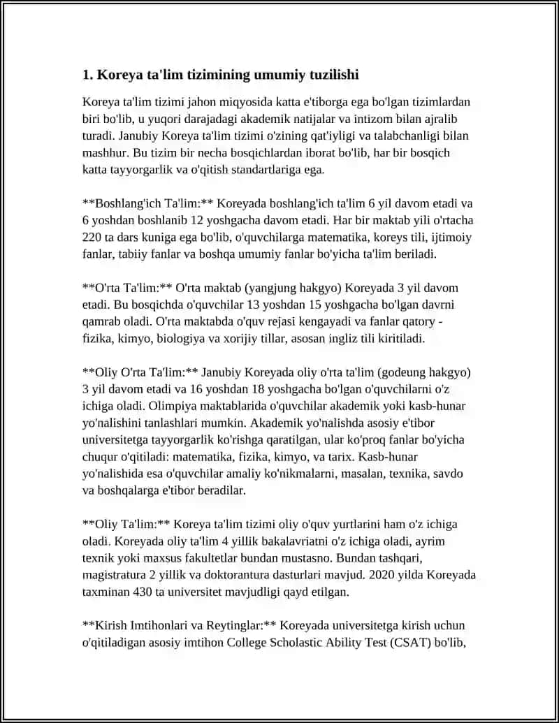 KOREYA TAʼLIM TIZIMI BOʻYICHA SLAYD 3