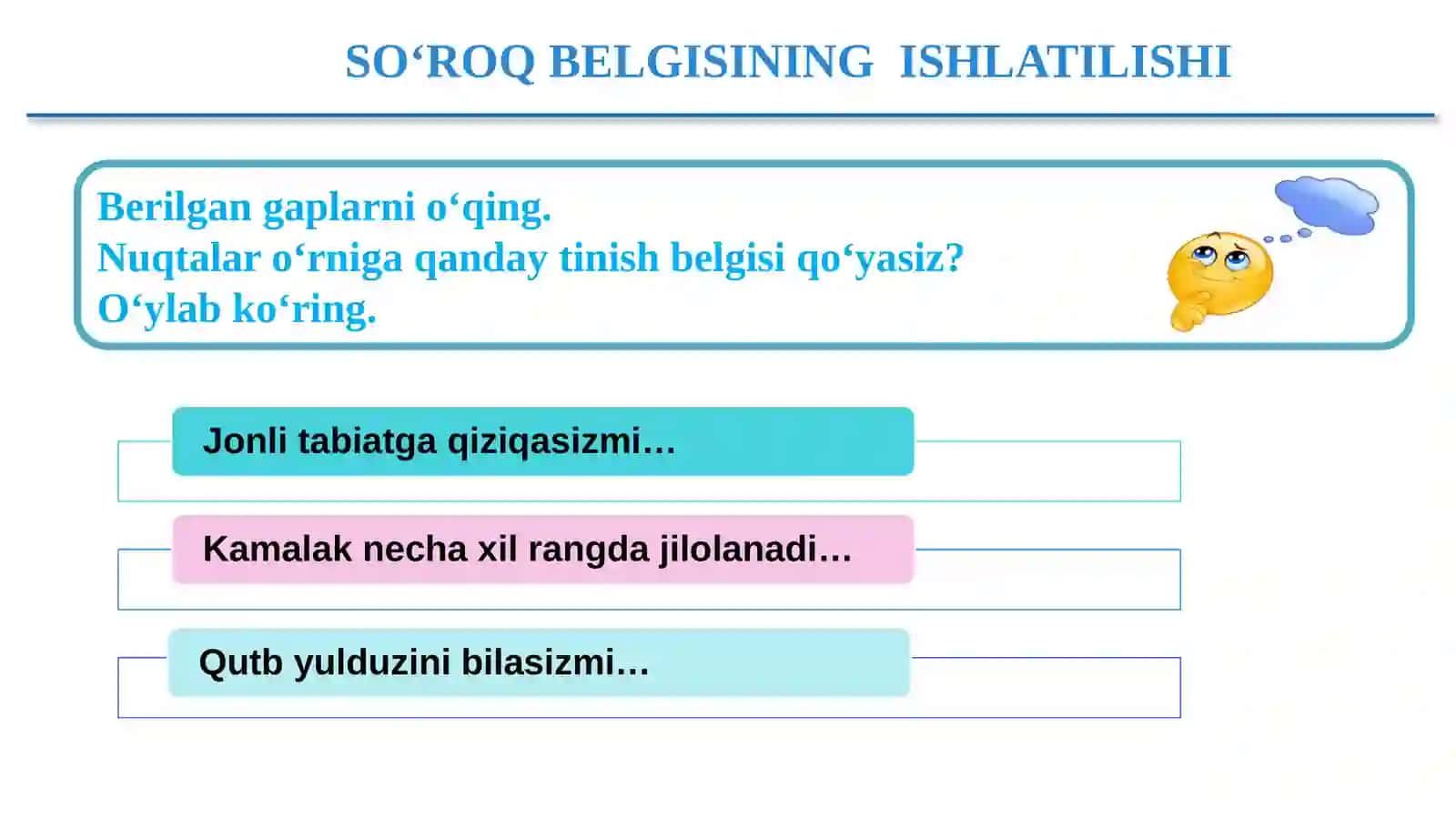 SO‘ROQ BELGISINING ISHLATILISHI 3