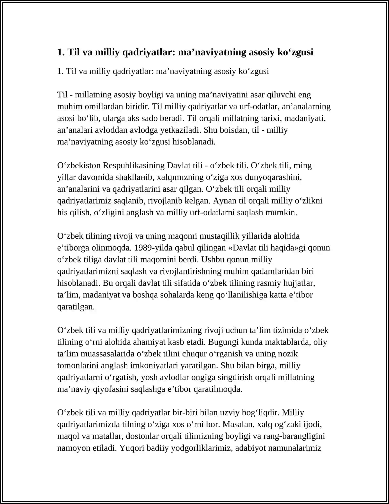 TIL VA MILLIY QADRIYATLAR- MILLAT MA’NAVIYATINING KÒZGUSI 3