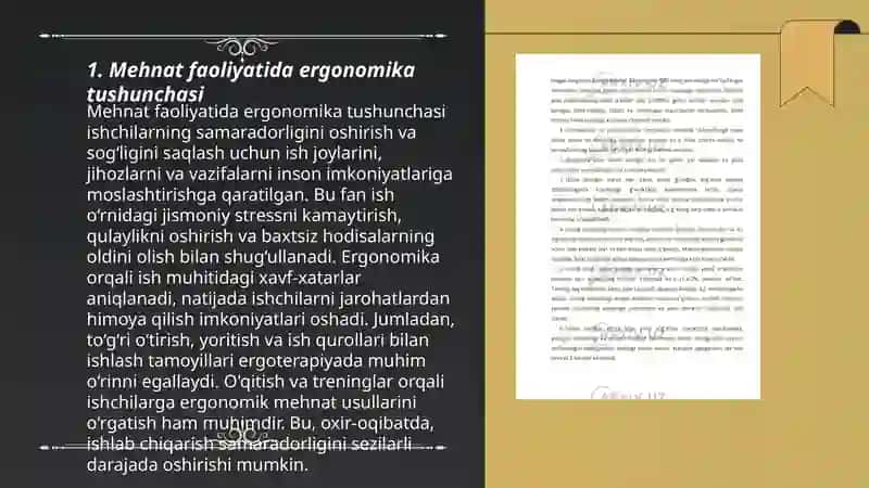 Mehnat faoliyatida ergonomika tushunchasi 3