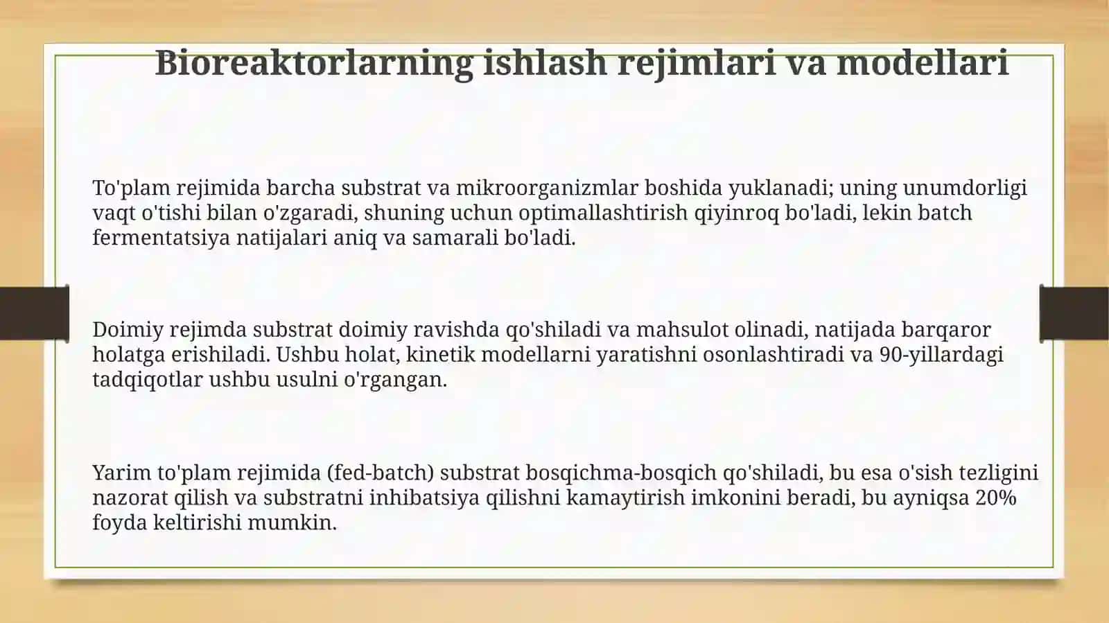 Bioreaktor ish rejimini modellashtirish va optimallashtirish 3