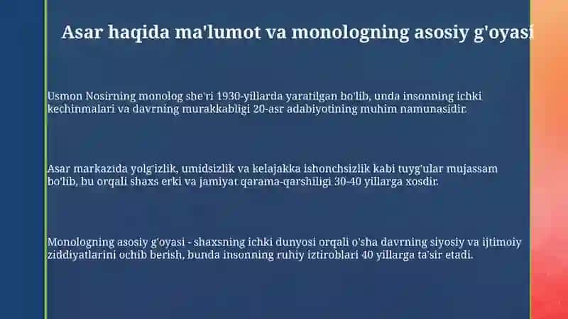 Usmon Nodirning Monolog sheri tahlili 3