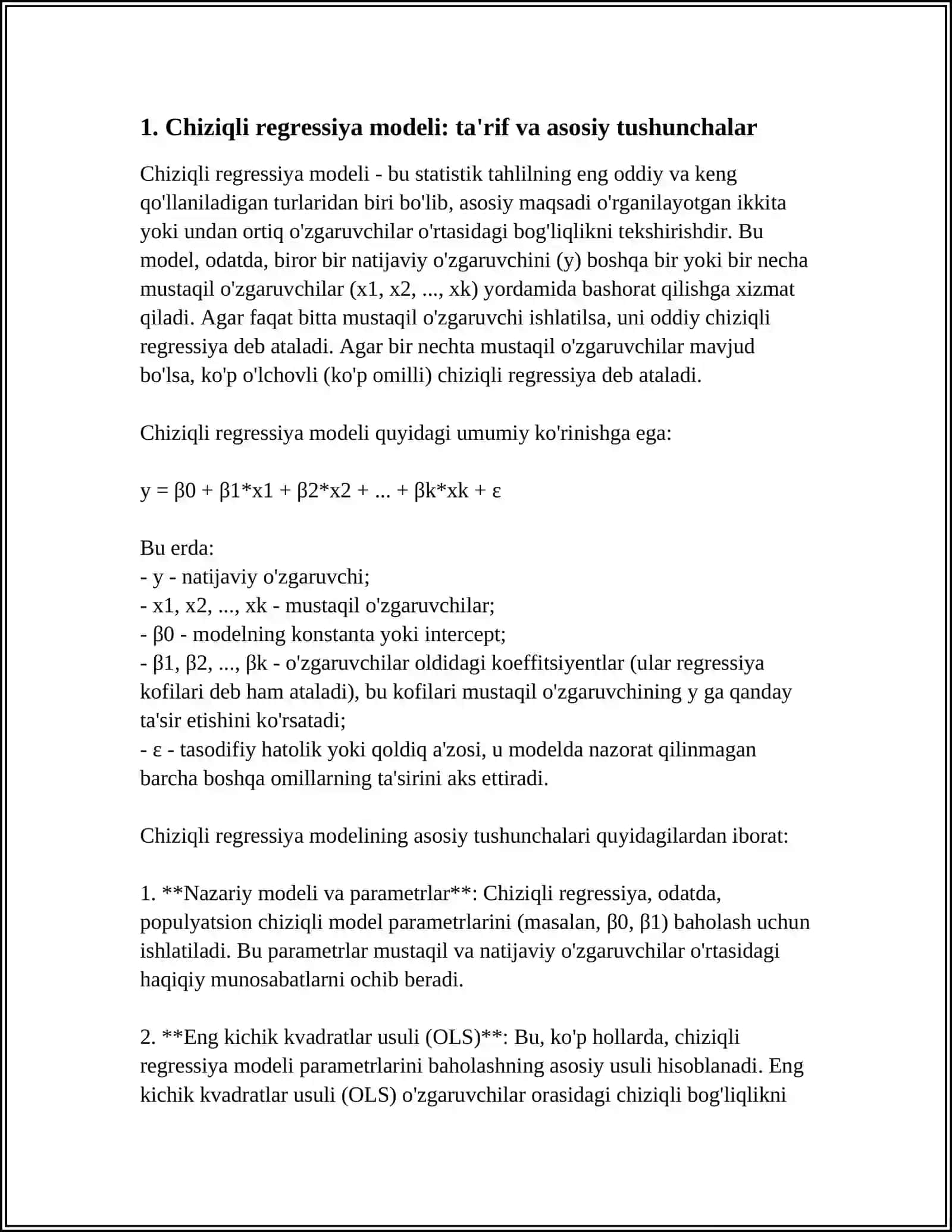 CHIZIQLI REGRESSIYA MODELLARI 3