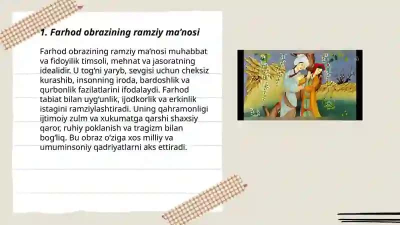 Farhod va Shirin timsollar tizimi va ularning ramziy ma'nosi 3