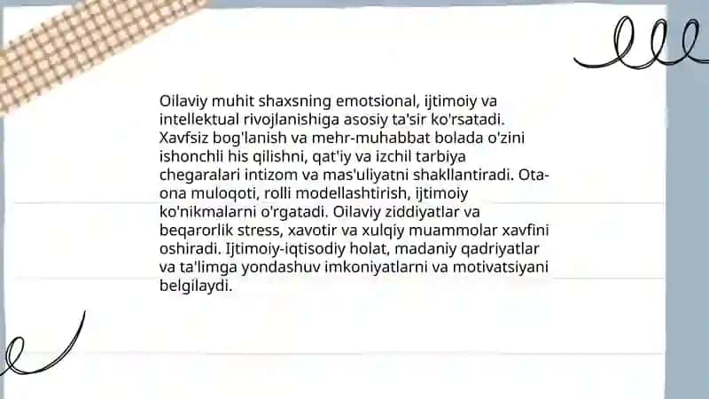 Shaxsning rivojlanishi, tarbiyasi va shakllanishi 3