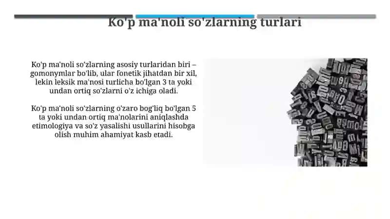 Ko'p Ma'noli So'zlarning Turlari 3