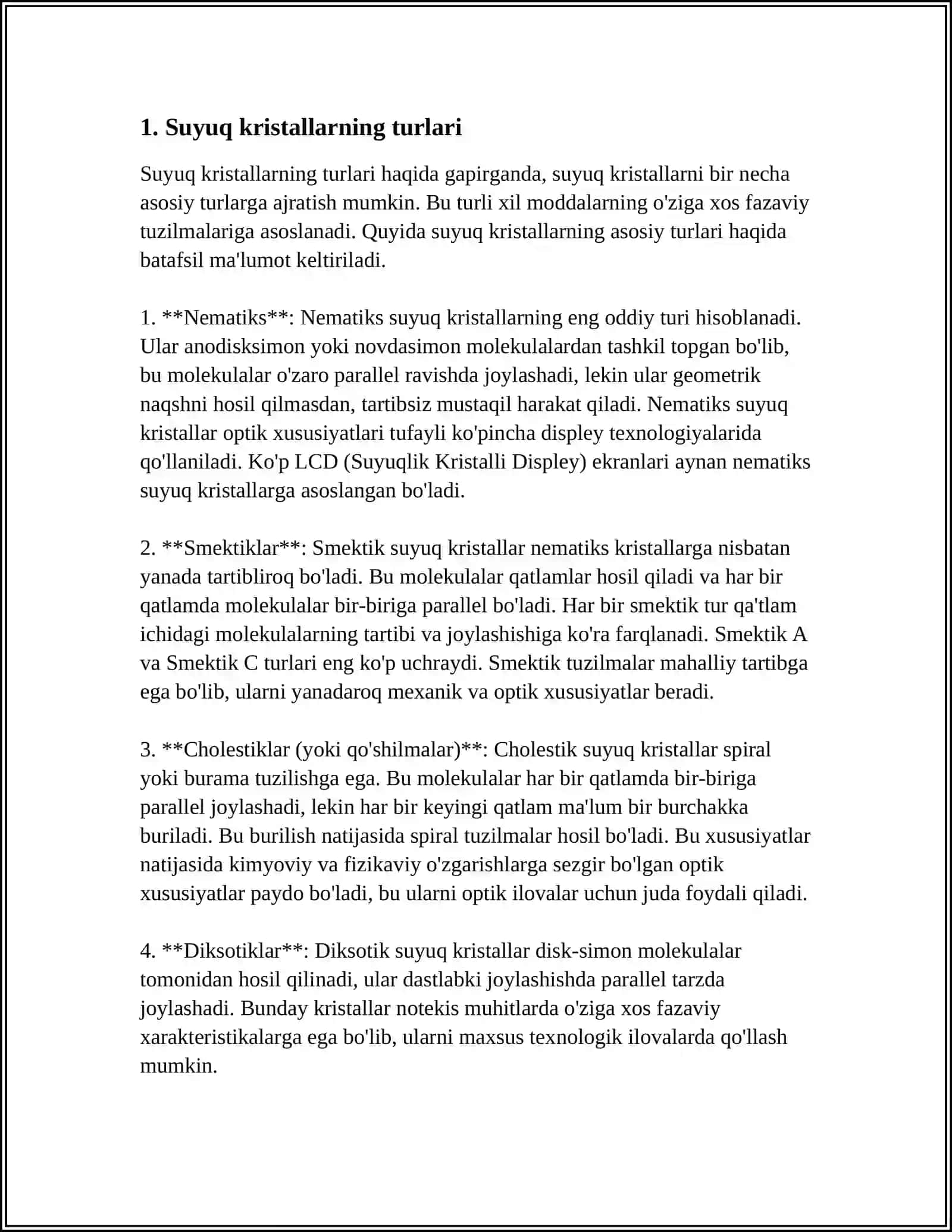 SUYUQ KIRISTALLARVA ULARNI XUXUSYATLARI 3