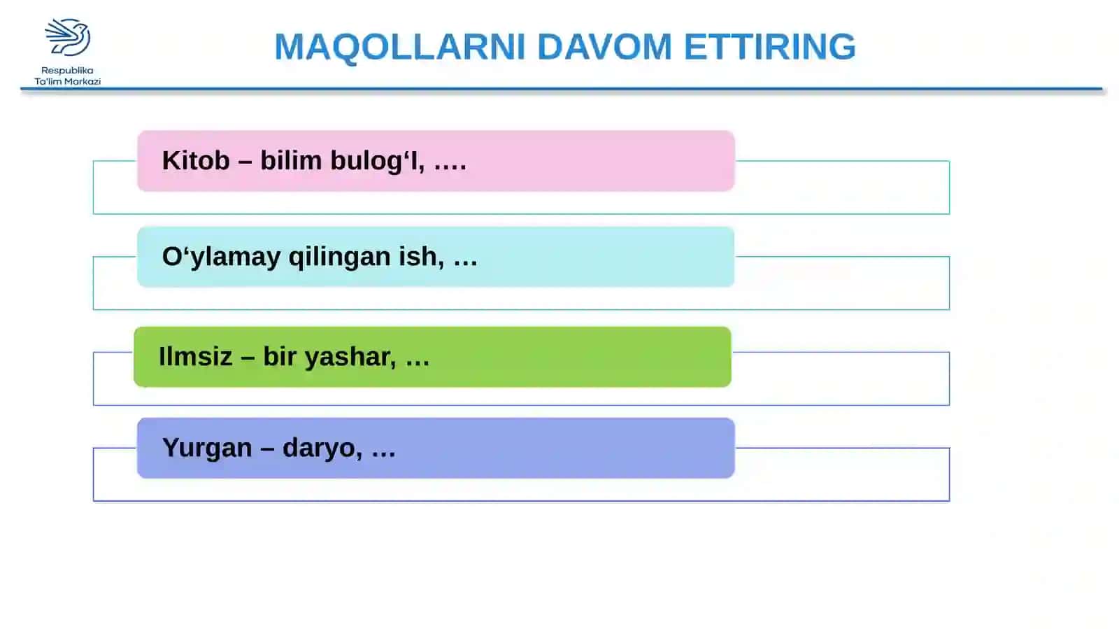 5-sinf Ona tili fanidan Matn va lug'atlar ustida ishlash dars ishlanma 3