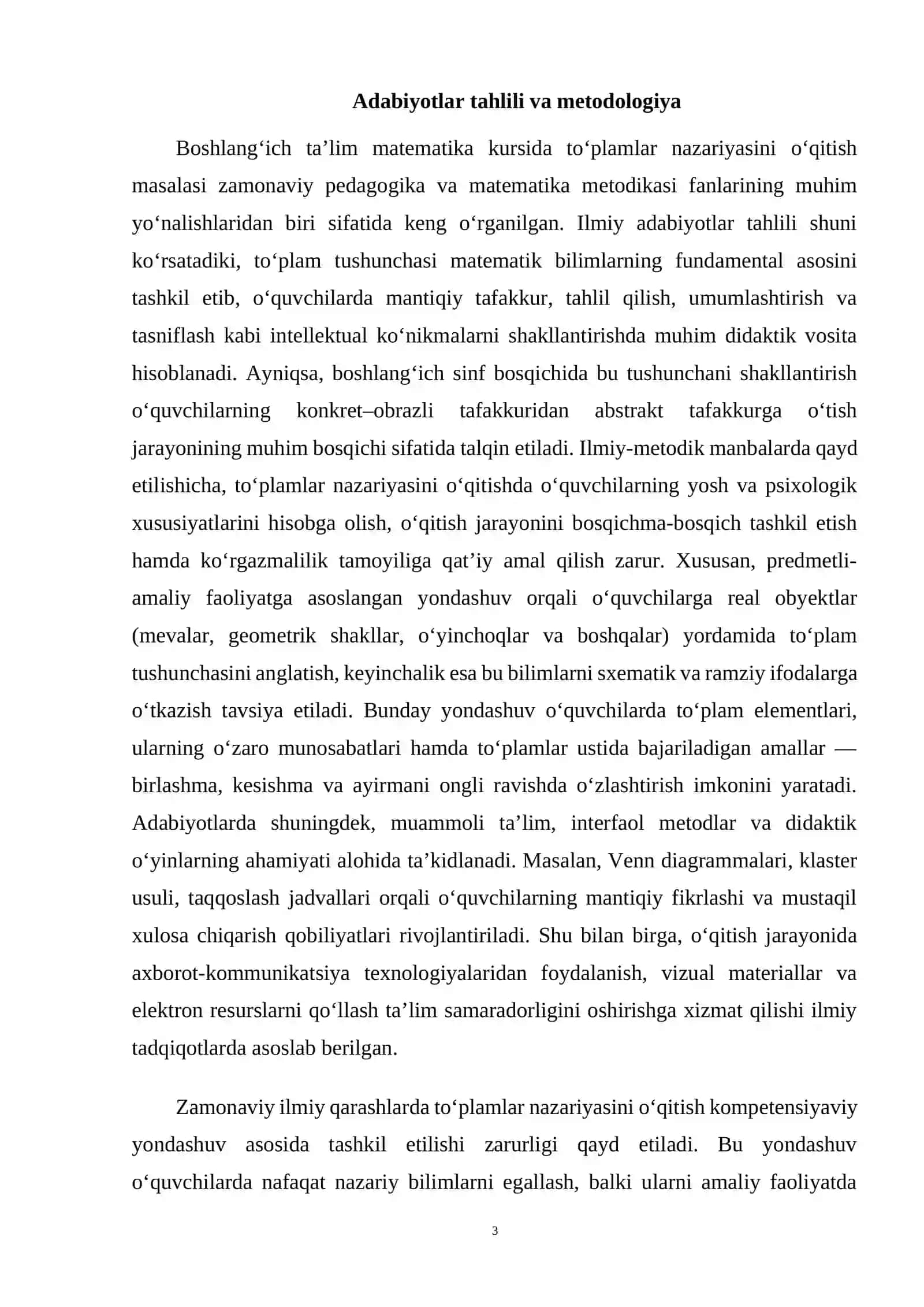 Boshlangʻich taʼlim matematika kursining toʻplamlar nazariyasi 3